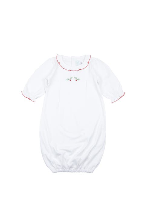 Newborn Christmas Day Gown Holly Embroidery