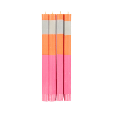 Abstract Striped Dinner Candles - Set of 4