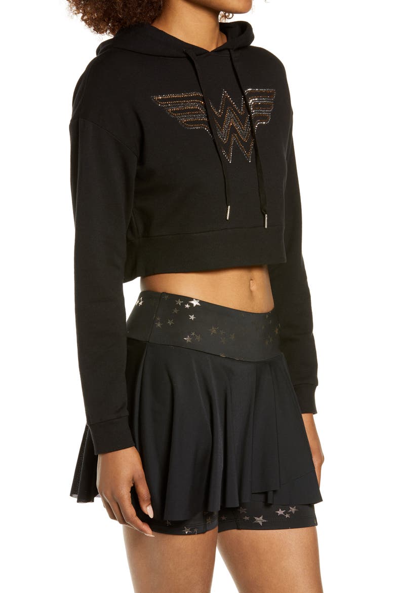 Member Crop Tennis Hoodie, Alternate, color, BLACK