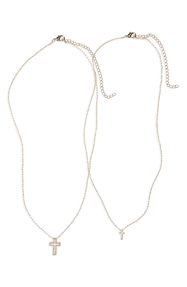 Leith CZ You & Me Sun Pendant Necklace Set, Alternate, color, Clear- Gold