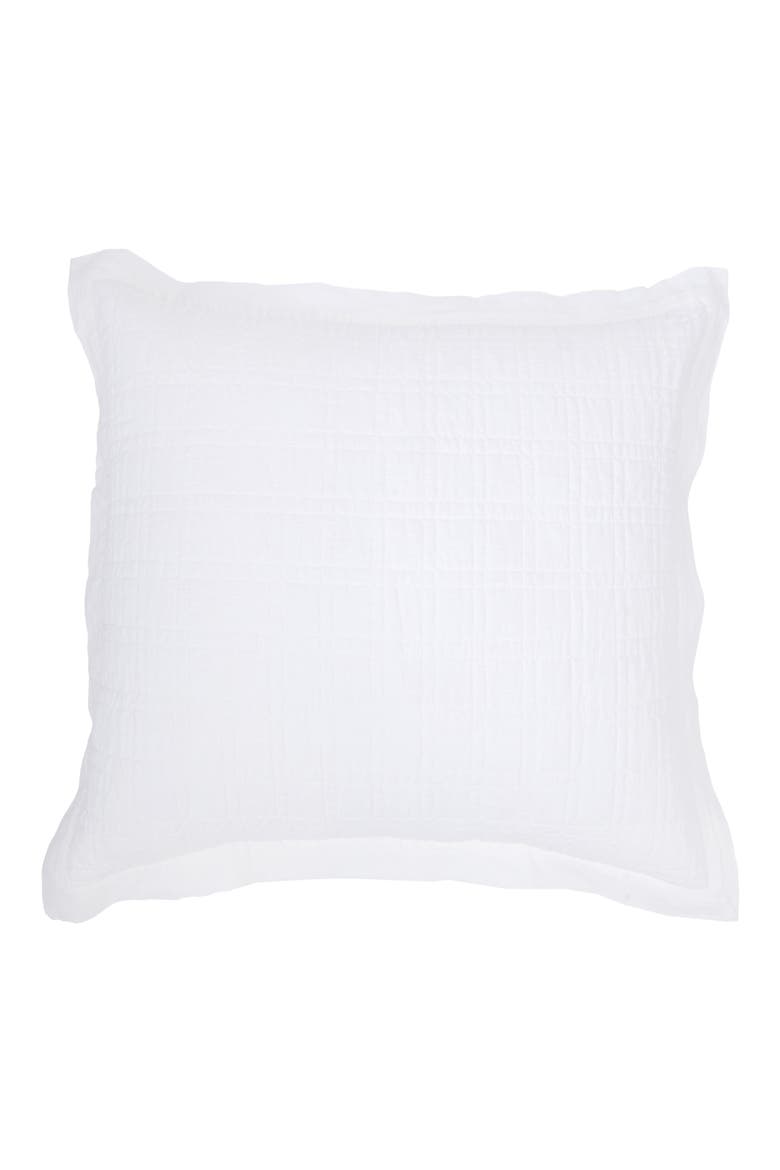 Owen Quilted Linen Pillow Sham, Alternate, color, WHITE