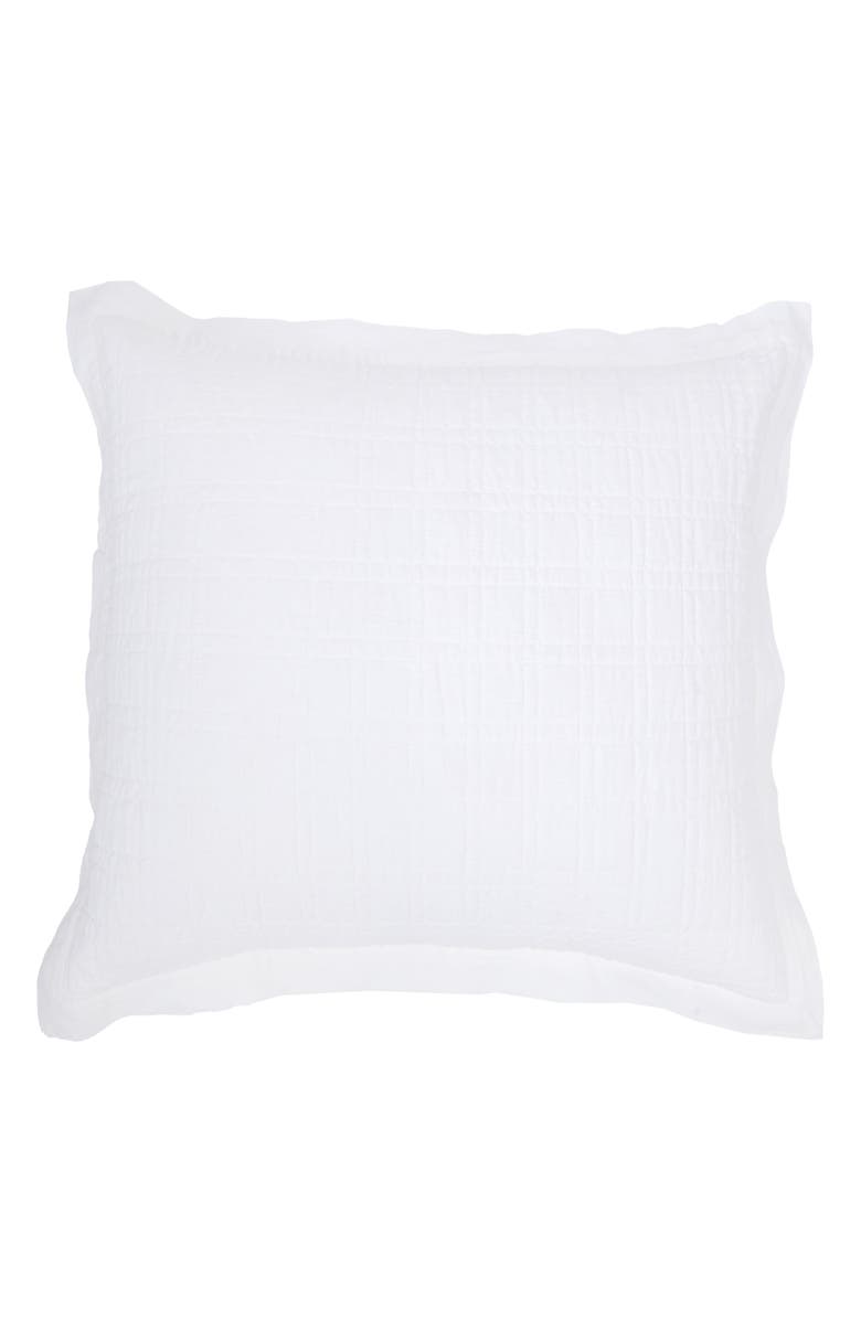 Pom Pom at Home Owen Quilted Linen Pillow Sham, Alternate, color, White