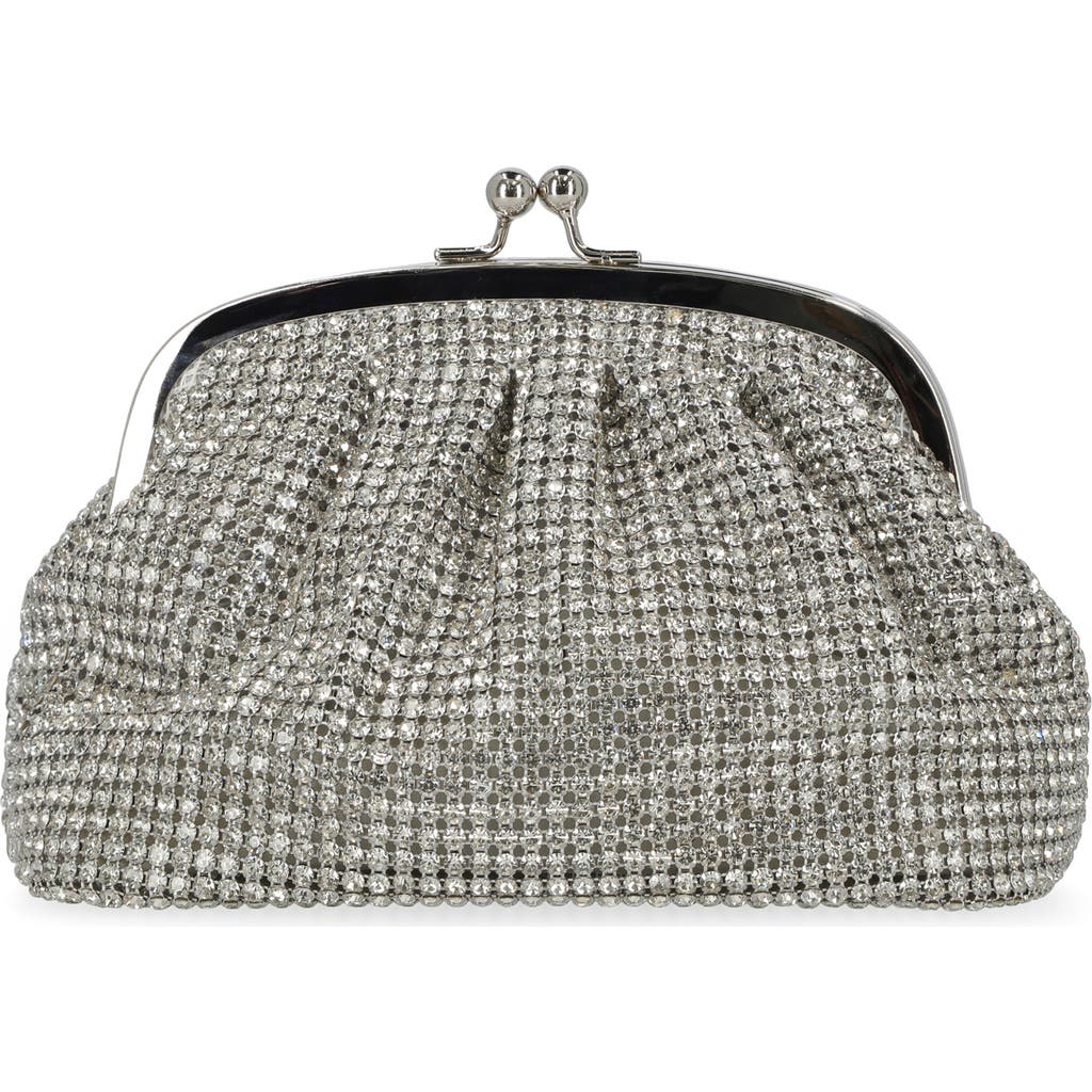 Jessica Mcclintock Elsie Frame Top Rhinestone Clutch In Silver