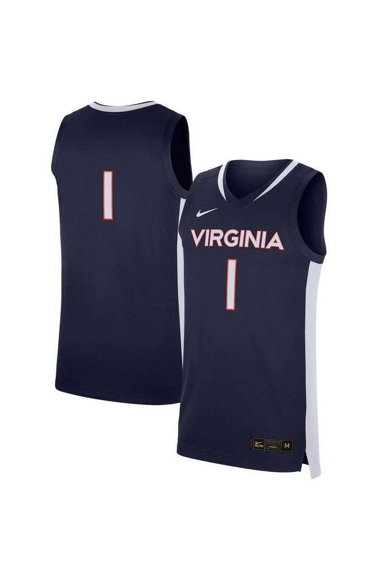 Nike Men's Nike #1 Navy Virginia Cavaliers Replica Basketball Jersey, Main, color, Navy