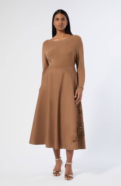 Shop Marina Rinaldi Cremona Midi Skirt In Hazelnut Brown