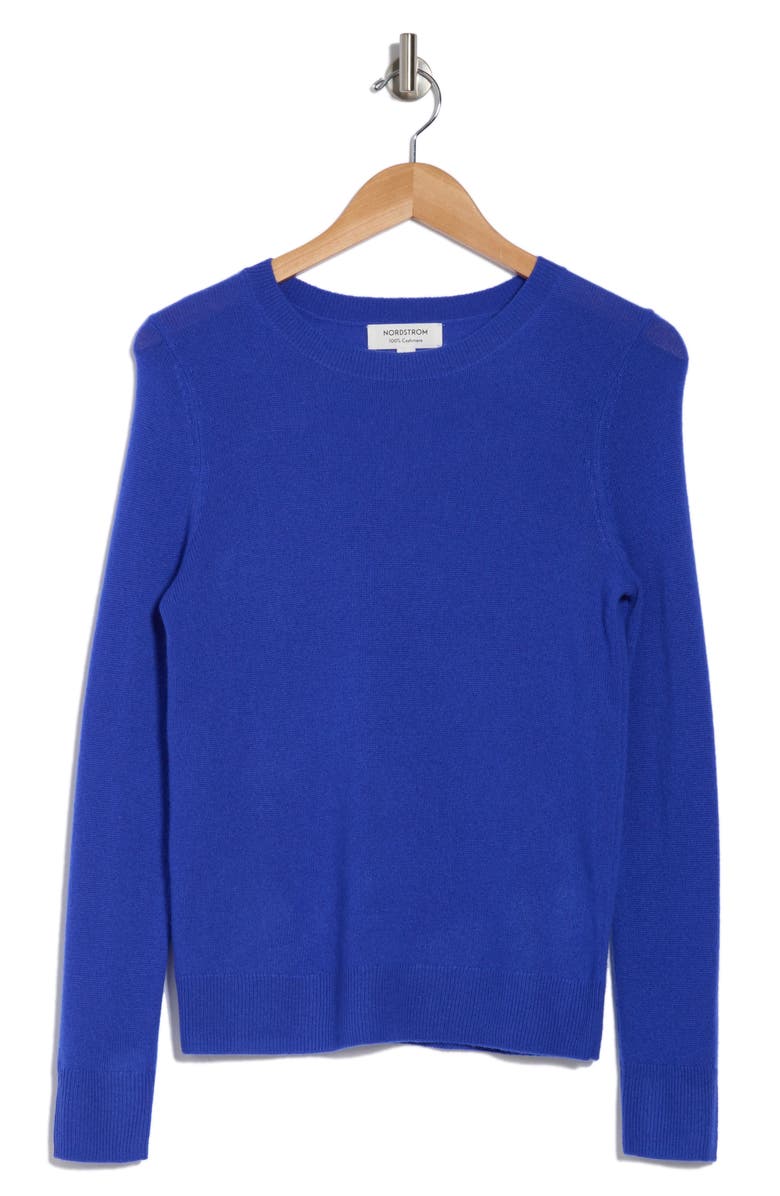 Nordstrom Cashmere Crewneck Sweater, Alternate, color, Blue Surf