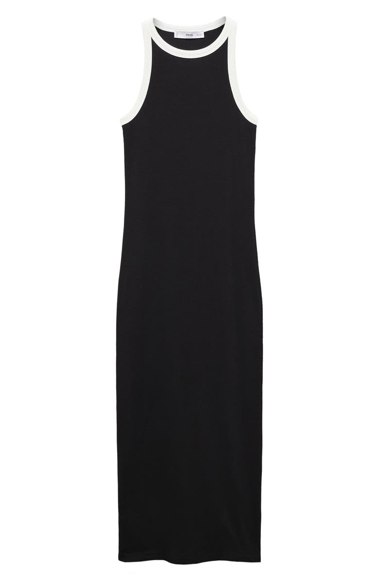 MANGO Contrast Trim Cotton Blend Midi Dress, Alternate, color,