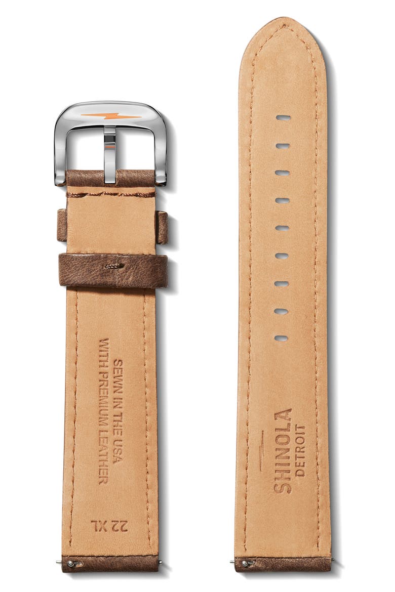 Grizzly Interchangeable Leather Watchband, 20mm, Alternate, color, BRITISH TAN