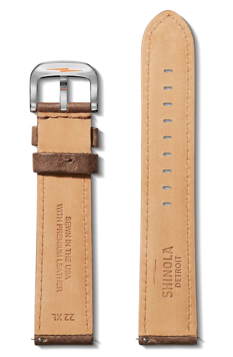 Shinola Grizzly Interchangeable Leather Watchband, 20mm, Alternate, color, 