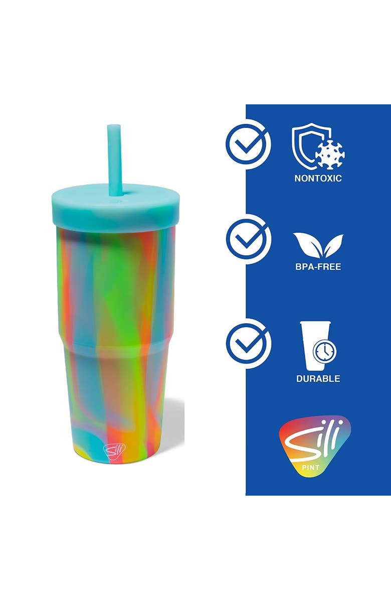 Silipint Silicone 32Oz Straw Tumblers 2 Pk, Alternate, color, Multicolored