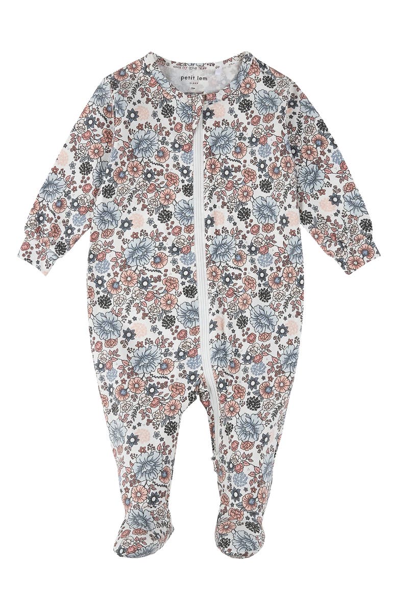 Floral One Piece Cotton Blend Footie Pajamas