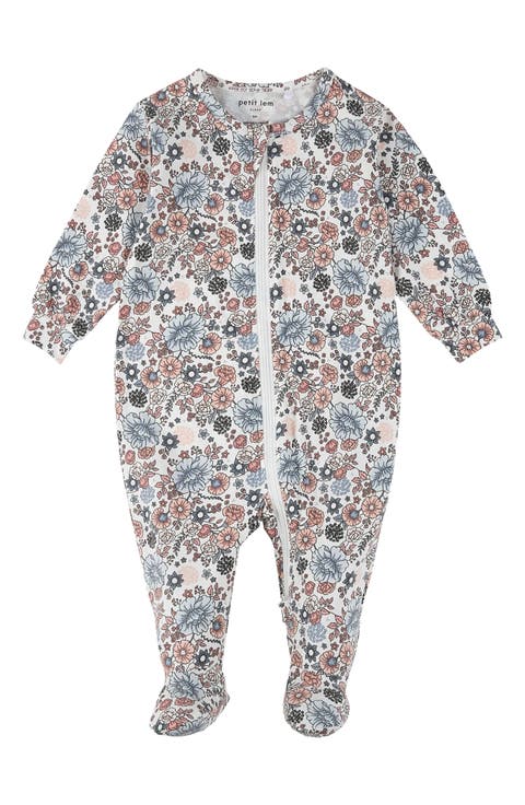 Floral One Piece Cotton Blend Footie Pajamas (Baby)