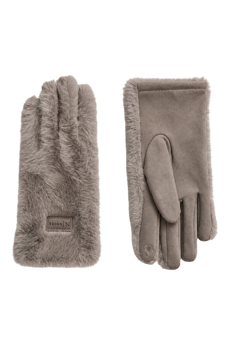 Penny Tech Faux Fur Gloves, Main, color, TAUPE