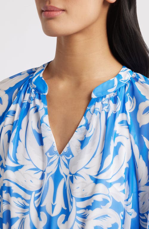Julia Jordan Chiffon Midi Dress In Blue/ivory