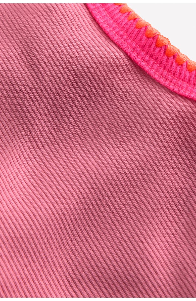 Mini Boden Kids' Contrast Trim Rib Tank, Alternate, color, Pink