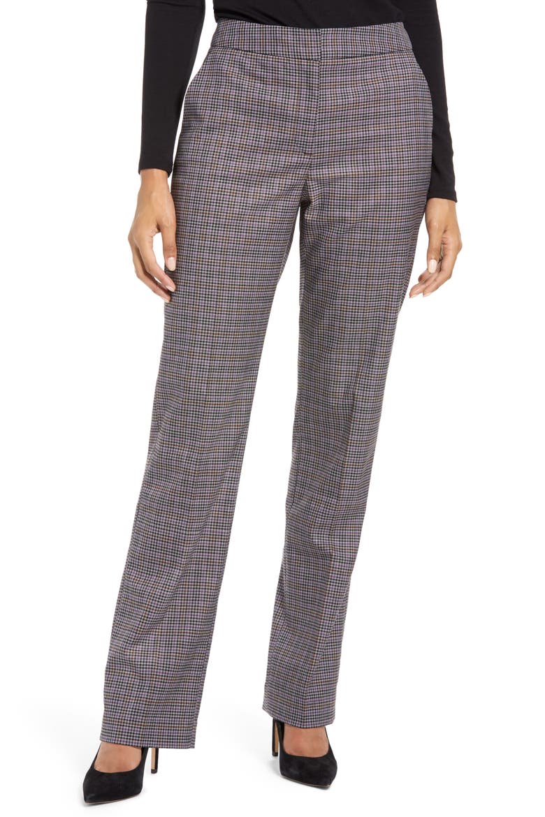 Check Ankle Stovepipe Pants, Main, color, PURPLE MULTI CROSBY CHECK