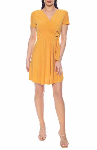 O-Ring Faux Wrap Jersey Dress