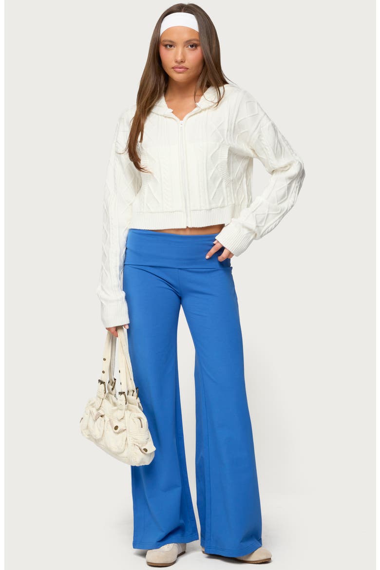 Wide Leg Foldover Pants, Alternate, color, BLUE