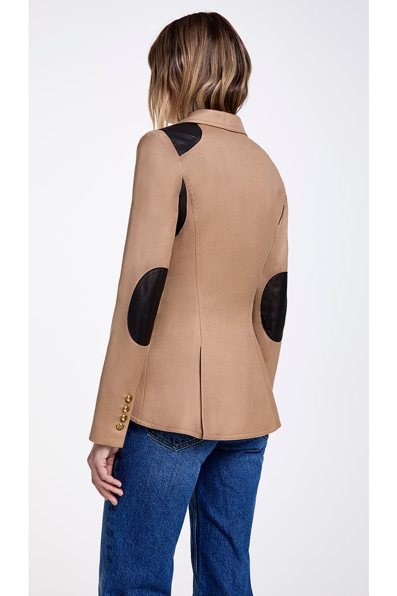 Rifle-Patch Equestrian Blazer, Alternate, color, Camel w/ Black Leather