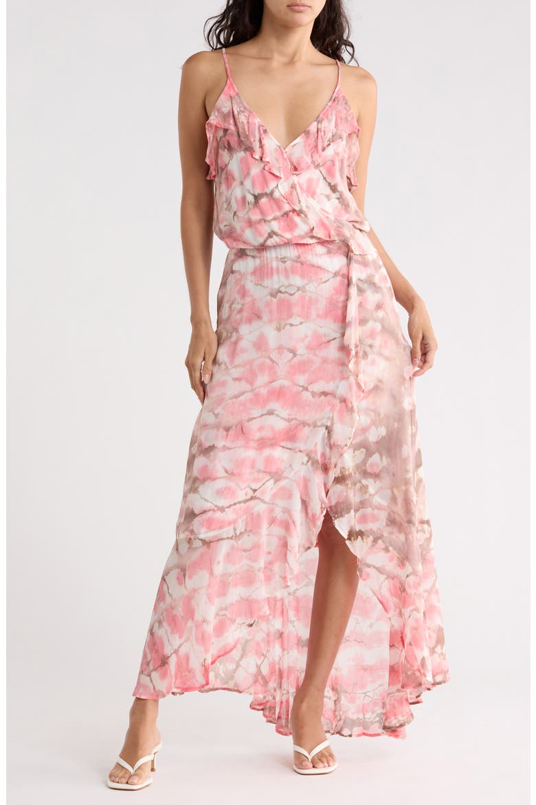 Katelyn Surplice V-Neck Dress, Main, color, CORAL CRUSH BOA WASH