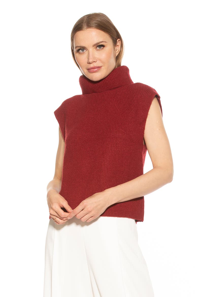 Jaylani Sleeveless Turtleneck Sweater, Alternate, color, BURGUNDY