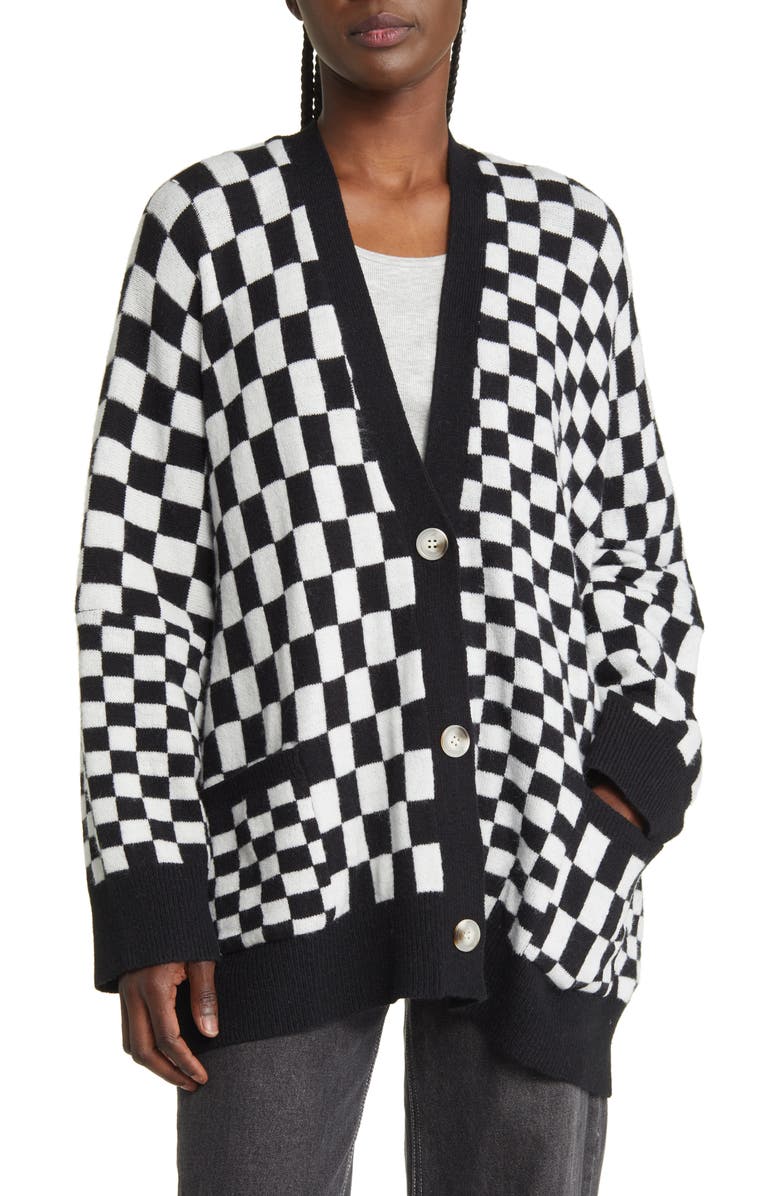Dressed in Lala Love You Checkerboard Oversize Cardigan, Alternate, color,