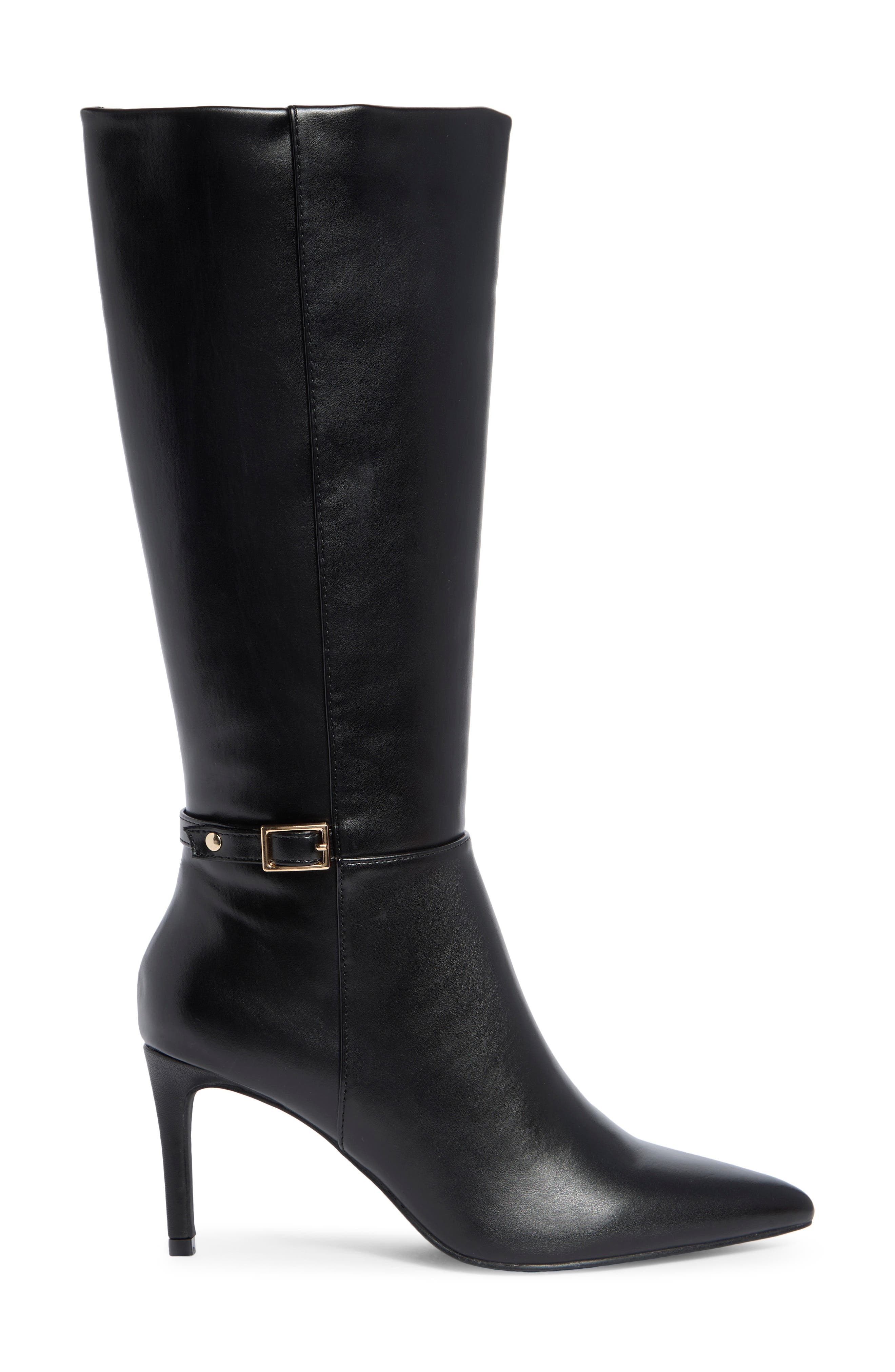 Jeanette Faux Leather Knee High Boot, Alternate, color, BLACK