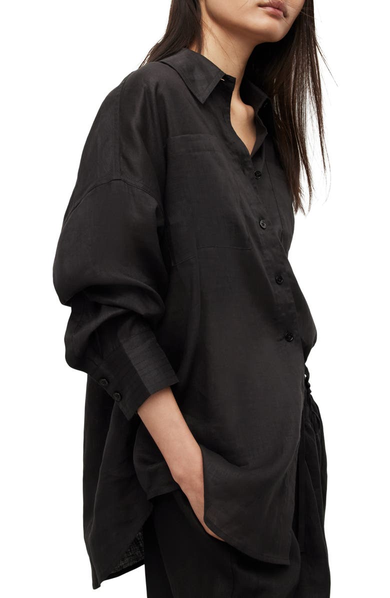 AllSaints Inez Patch Pocket Linen Shirt, Alternate, color,