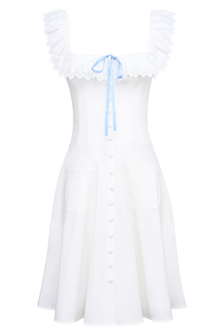 Mathilde Lace Trim Corset Midi Dress, Alternate, color, CLOUD DANCER