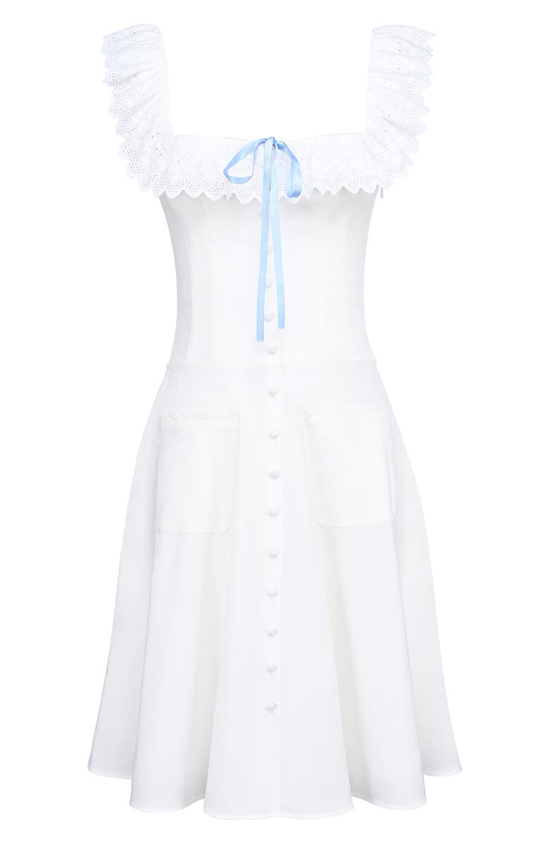 HOUSE OF CB Mathilde Lace Trim Corset Midi Dress, Alternate, color, Cloud Dancer