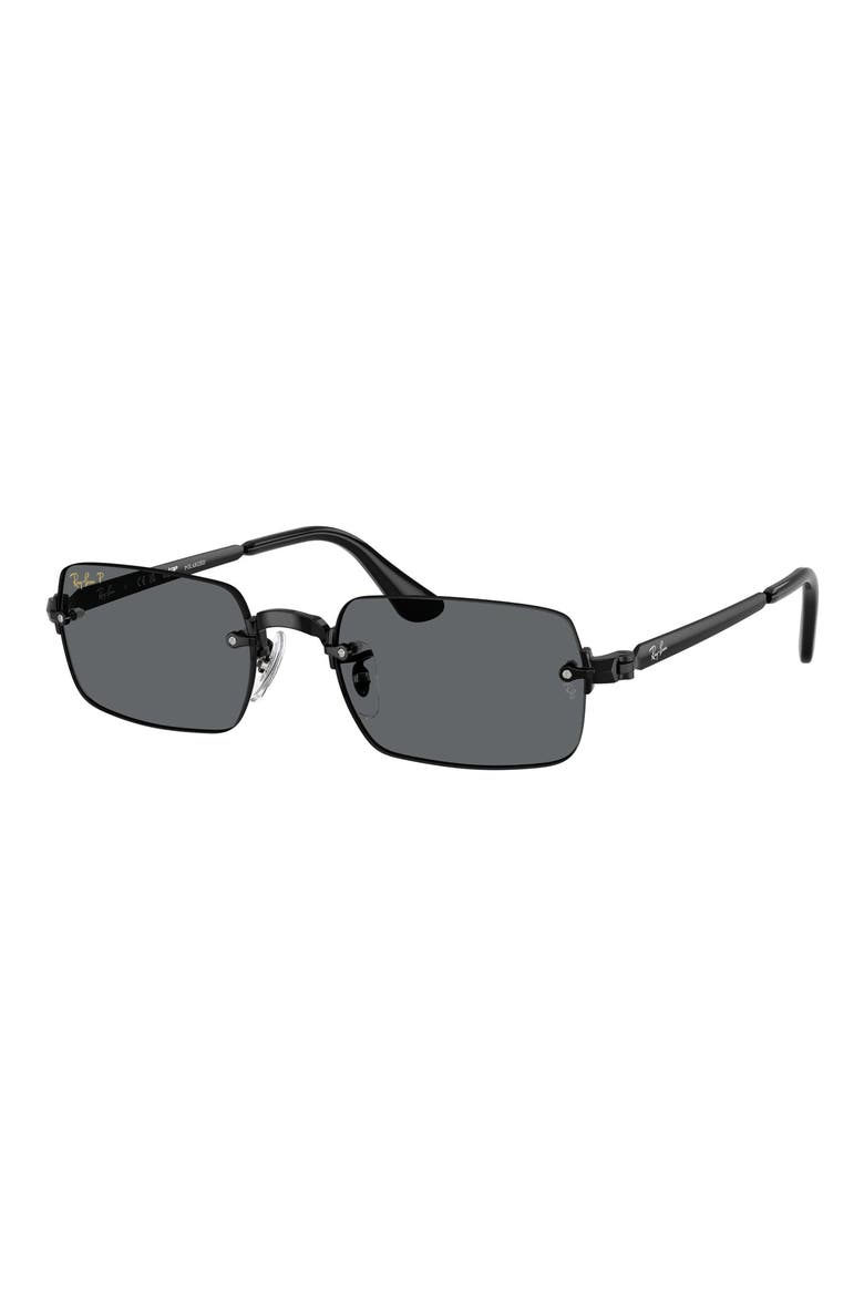 54mm Polarized Oval Sunglasses, Alternate, color, BLACK / DARK GREY POLAR