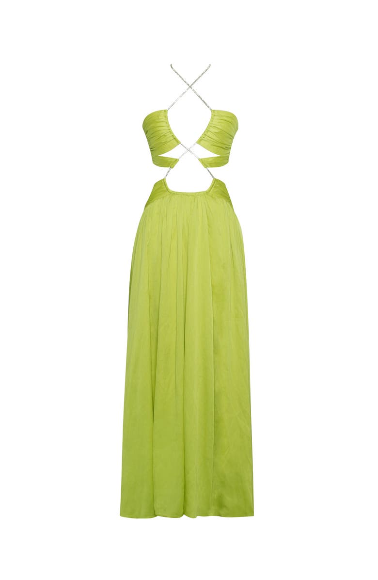 Miss Circle Quinby Chiffon Pleated Lace Up Maxi Dress, Alternate, color, Lemon