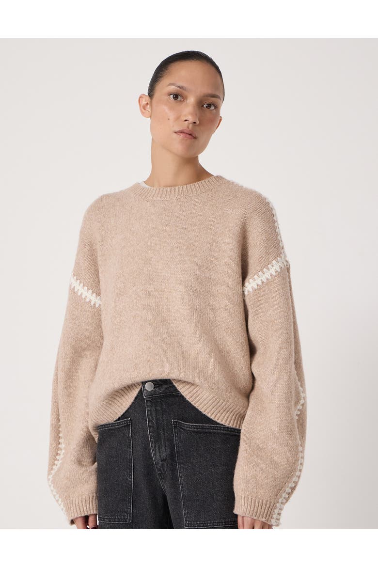 Whitney Whipstitch Knitted Sweater, Main, color, Stone White
