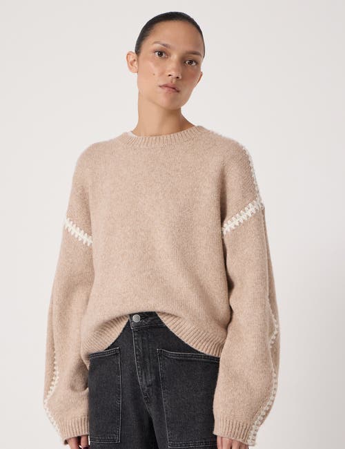 Hush Whitney Whipstitch Knitted Sweater In Neutral