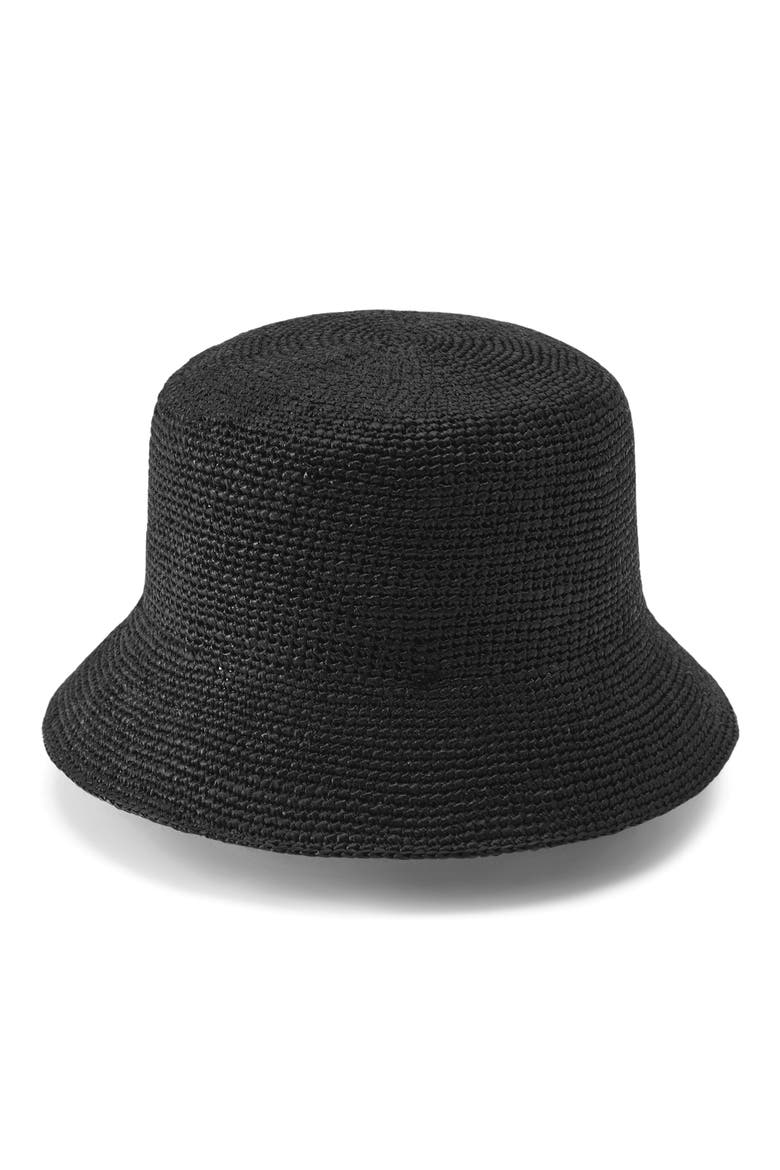 Bella Packable Straw Bucket Hat, Alternate, color, CHARCOAL
