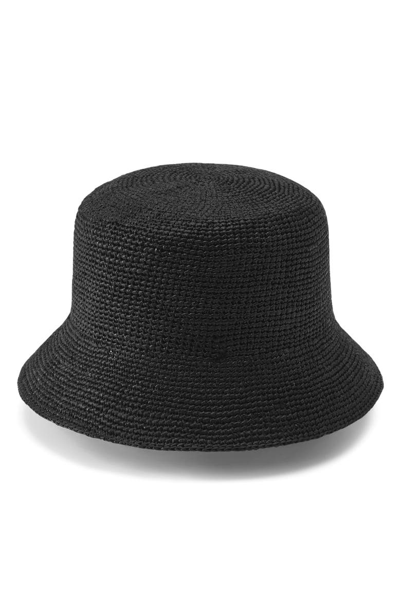 Helen Kaminski Bella Packable Straw Bucket Hat, Alternate, color, Charcoal