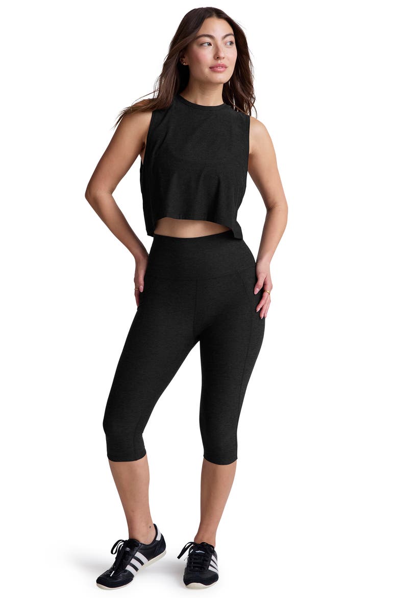 Spacedye High Waist Pocket Pedal Pusher Leggings, Alternate, color, DARKEST NIGHT