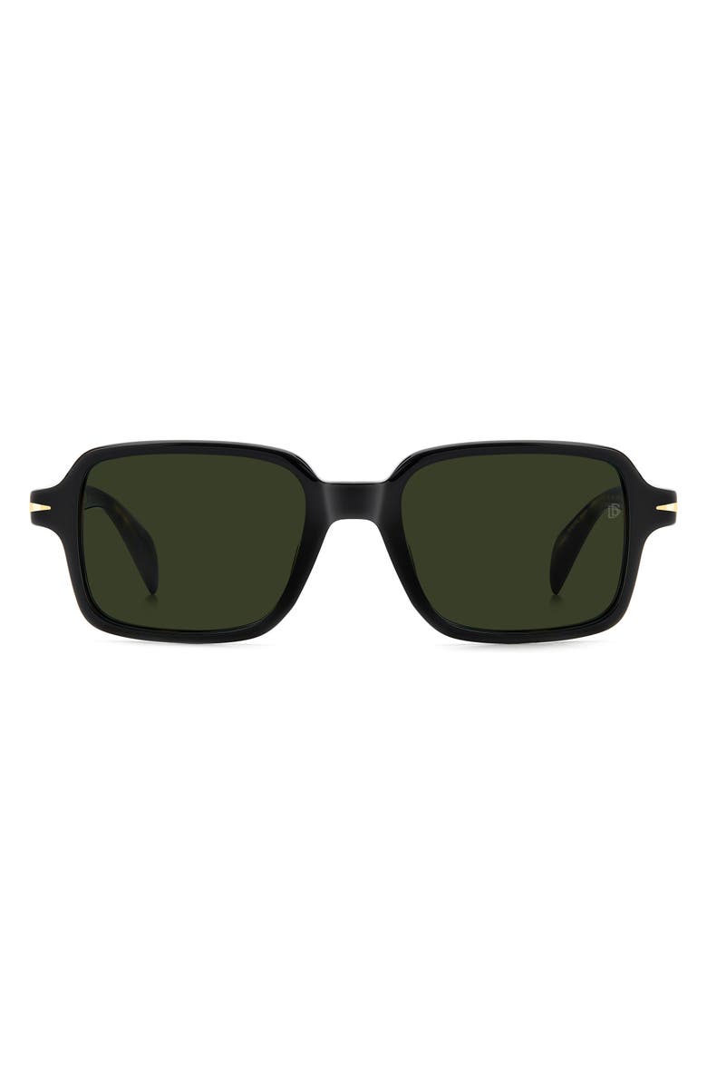 David Beckham Eyewear 51mm Rectangular Sunglasses, Main, color, Black Havana/ Green