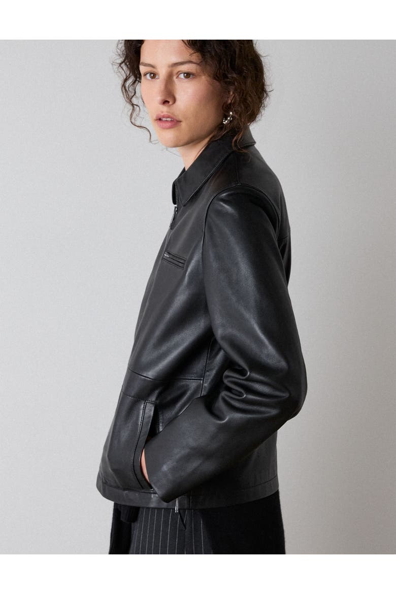 Kate Zip Leather Jacket, Alternate, color, Black
