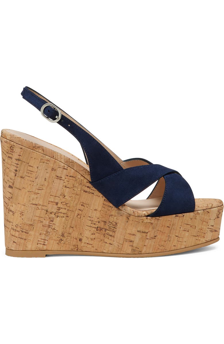 Stuart Weitzman Dayna Slingback Platform Wedge Sandal, Alternate, color, Nice Blue