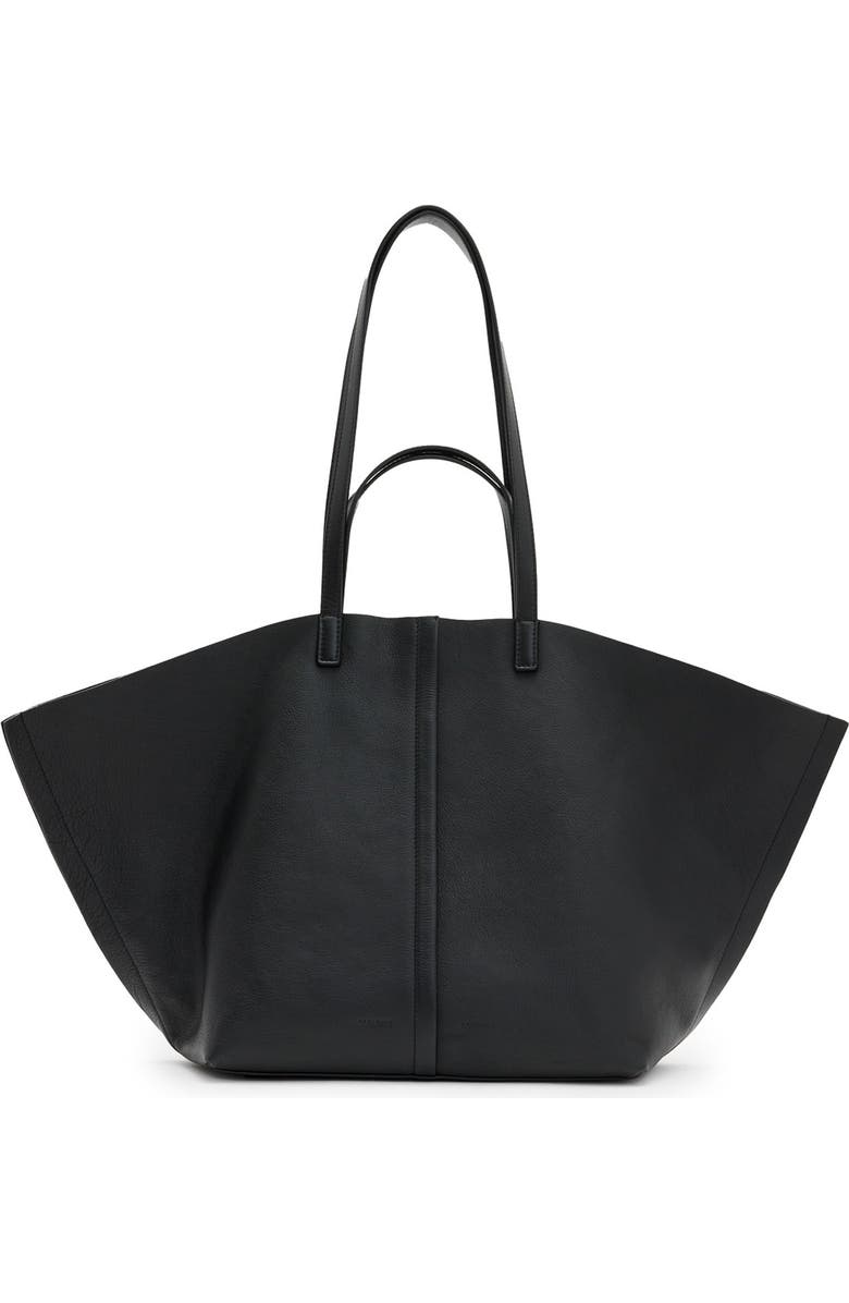 AllSaints Phoenix Leather East/West Tote, Main, color, Black