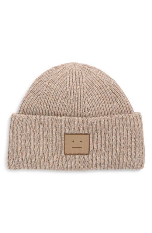 Acne Studios Pana Face Patch Wool & Yak Hair Blend Rib Beanie