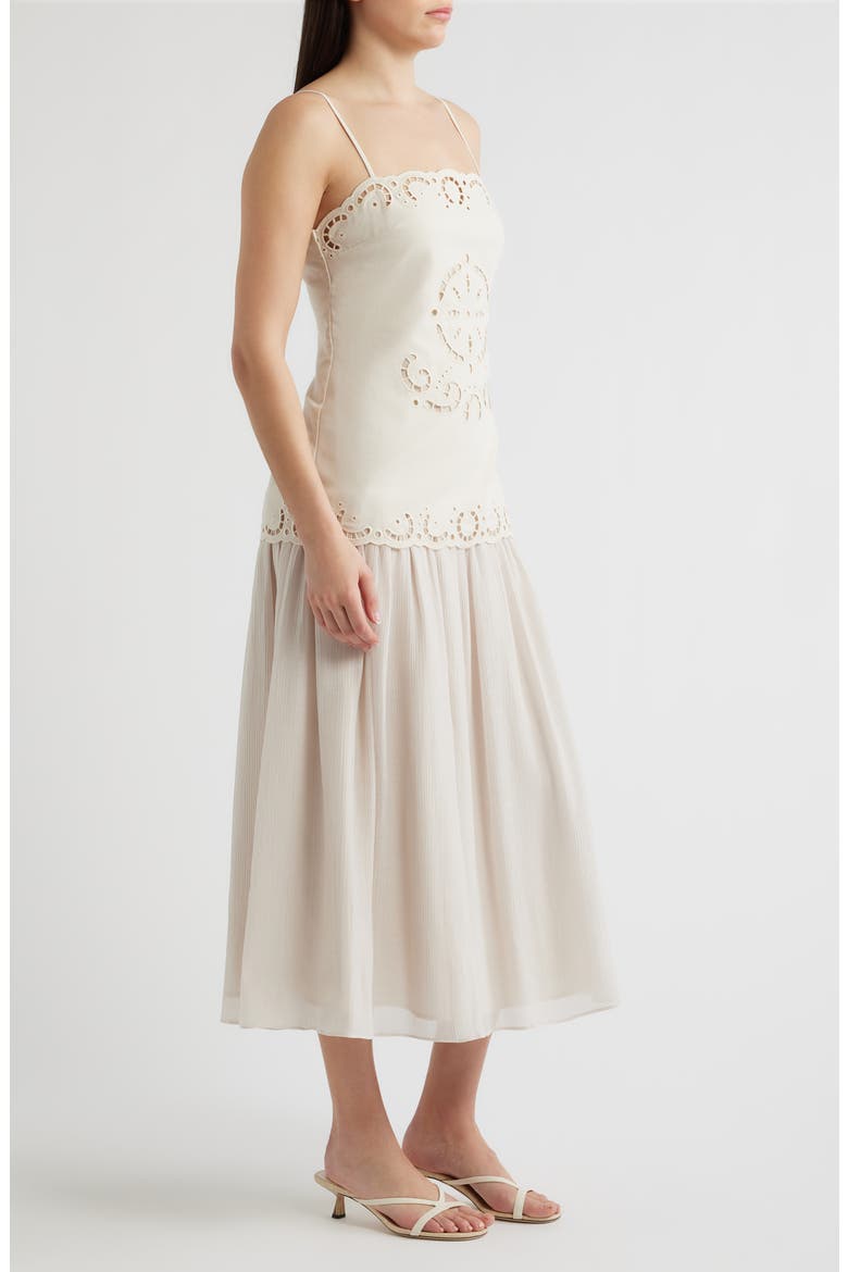 Eyelet Embroidery A-Line Dress, Alternate, color, CREAM