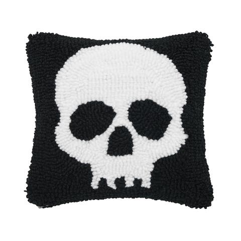 Skull Skeleton Hooked Small 8" Accent Pillow Halloween Décor