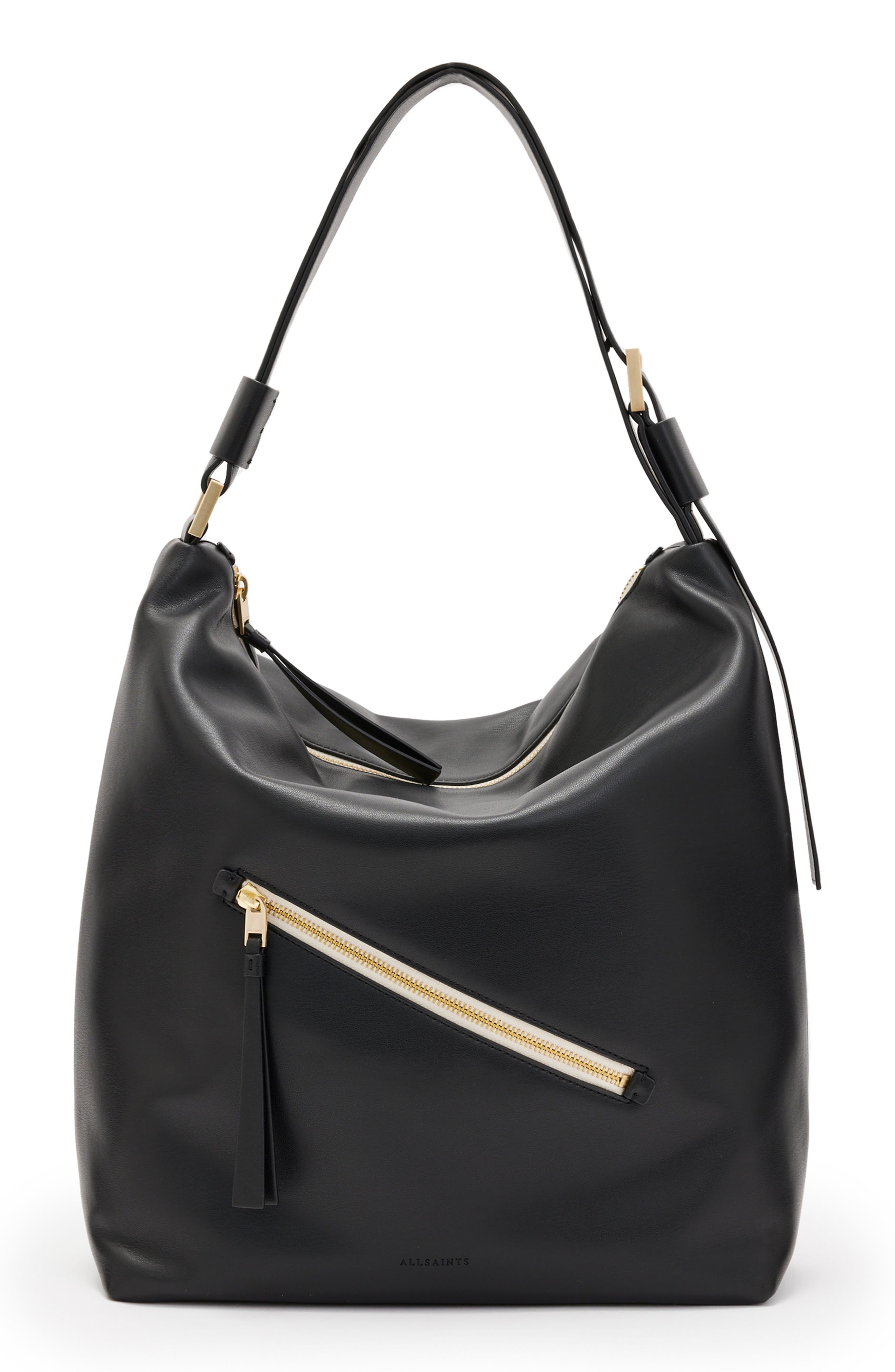 AllSaints Aliyah Leather Shoulder Bag, Main, color, 