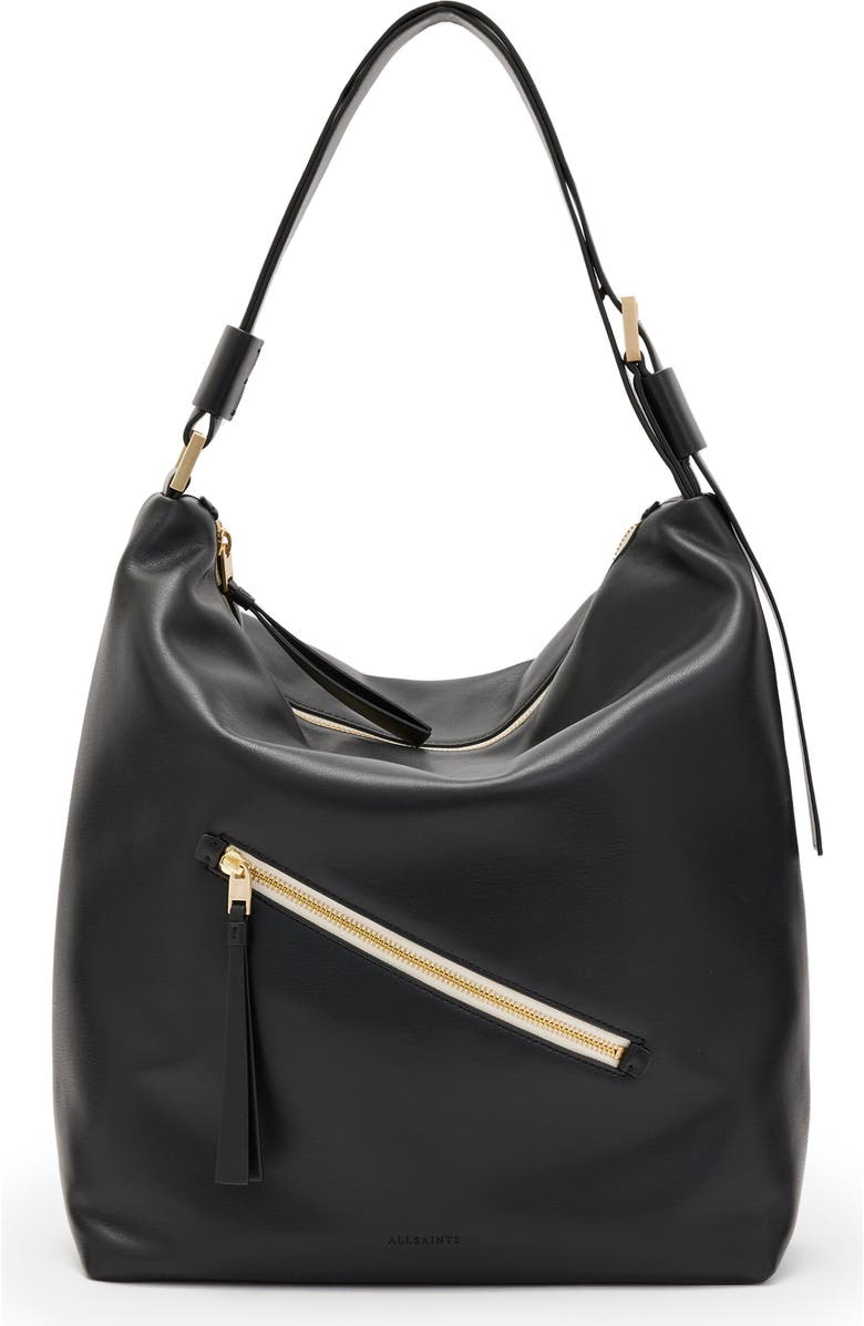 AllSaints Aliyah Leather Shoulder Bag, Main, color,