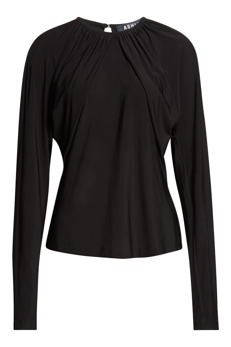 Vion Long Sleeve Draped Top, Main, color, BLACK