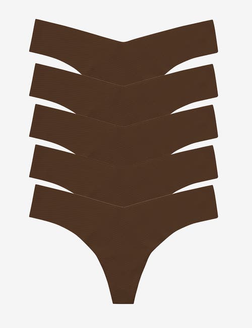 Commando Classic Solid Thong 5-pack In Caramel