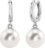 The Pearl Source Freshwater Pearl Huggie Mary Earrings