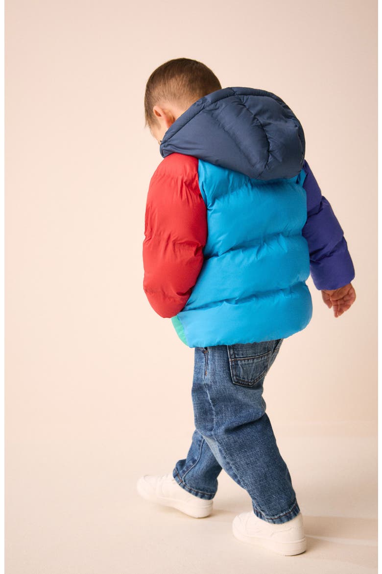 Kids' Colorblock Hooded Puffer Jacket, Alternate, color, MULTI